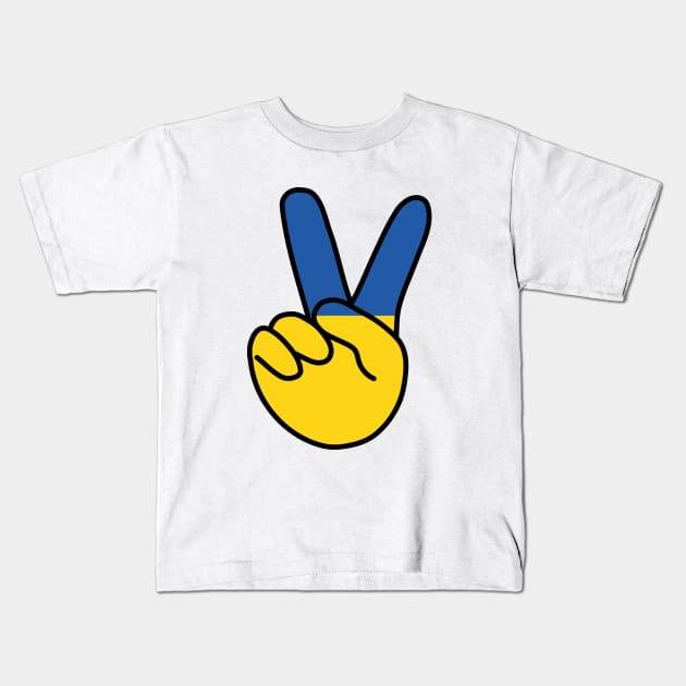 Ukraine Flag V Sign Kids T-Shirt by DiegoCarvalho